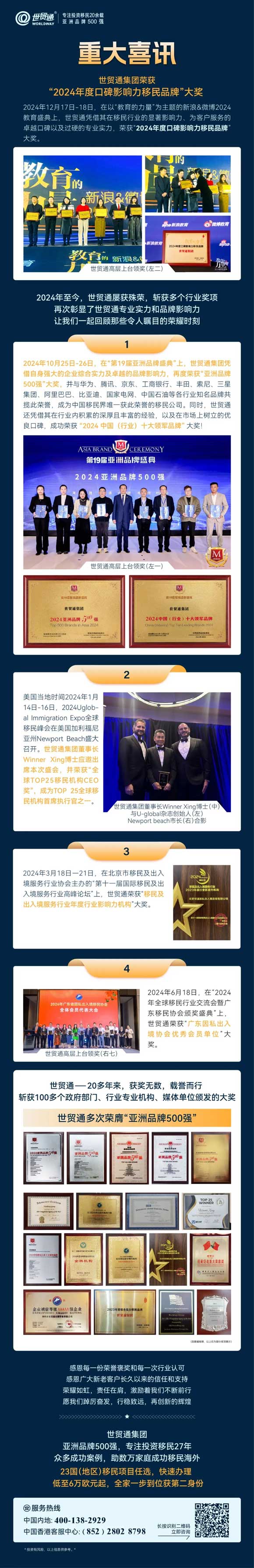 口碑之选！世贸通移民荣获2024年度又一品牌大奖