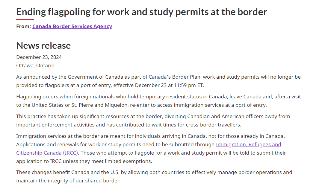 重磅突发！加拿大关停边境工签政策