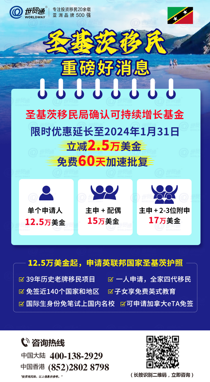 好消息!圣基茨限时优惠延长至2024年1月31日