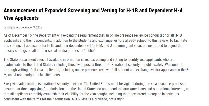 美签警报！H-1B新一轮身份围剿即将开启